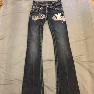 Miss me jeans miss me jeans size 24 inseam 34 unique looking pair patched up